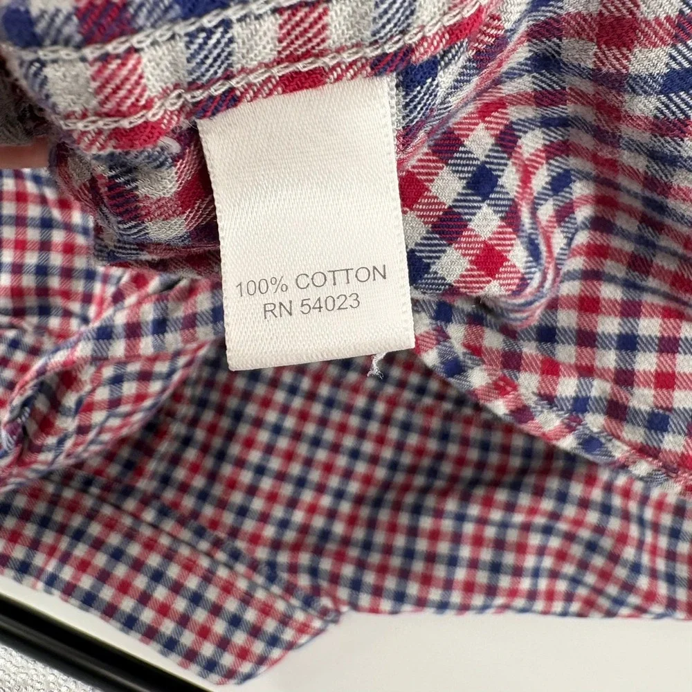 Banana Republic Mens XL Crimson Red Gingham Twill Button Down Shirt 235740-01